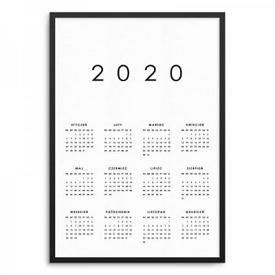 minimalistyczny kalendarz 2020